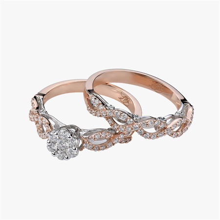 rosegold-white-diamonds-wedding-ring-14682-14686 انگشتر زوج برای ازدواج - تصویر 3